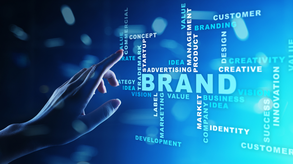 Brand,Words,Cloud,On,Virtual,Screen.,Branding,,Marketing,And,Advertising